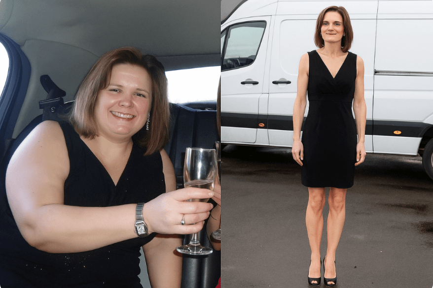 Frau Mitte 40 wirkt gesund und zufrieden nach Gewichtsverlust (symbolisches Bild)